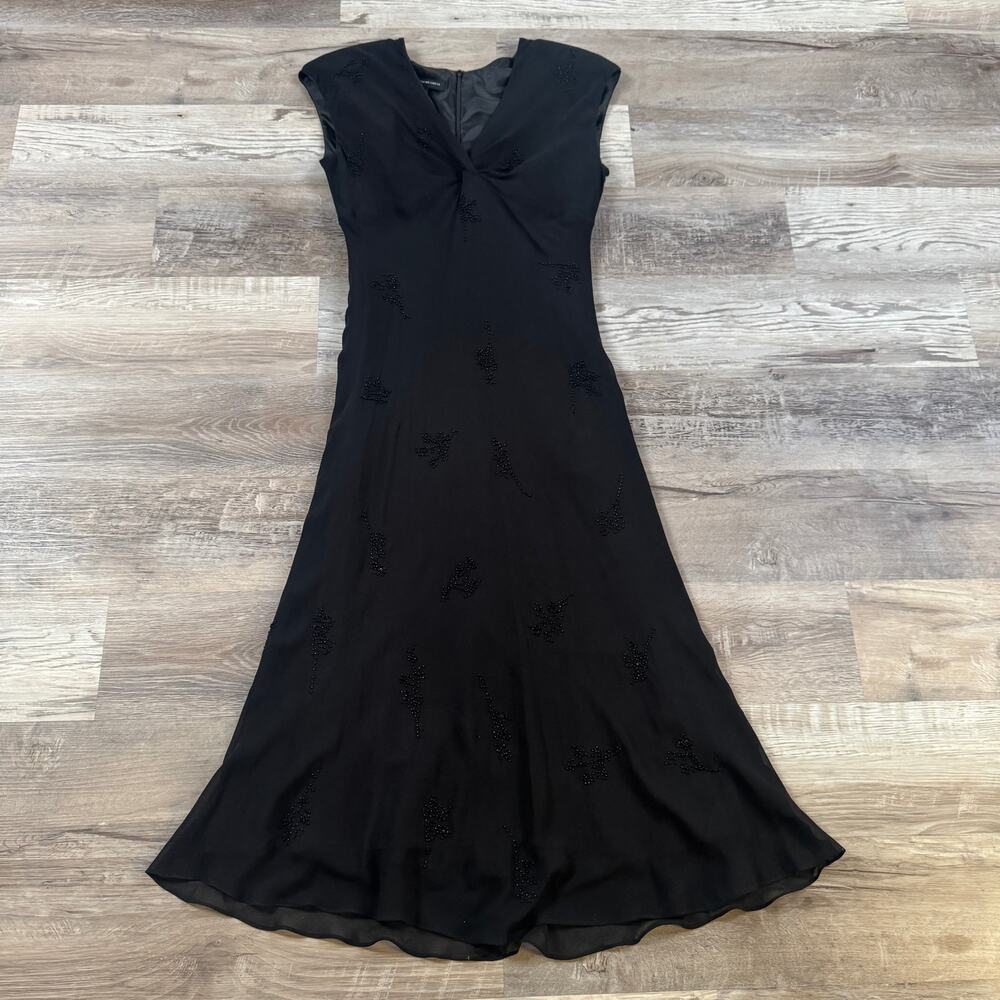 Vintage 90s Silk Beaded Maxi Dress Romantic Goth Whimsigoth Formal Evening 14